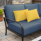 Covers & All Sunbrellla Outdoor Pillows for Patio Furniture, UV Fade Resistant & Waterproof Outdoor Sunbrella Lumbar Pillows, Set of 2 Inserts & Covers for Patios, Decks and Porches (Canvas Sunflower)