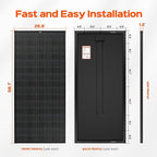 RICH SOLAR 200 Watt Black 12 Volt Moncrystalline Solar Panel High Efficiency Solar Module for RV Trailer Camper Marine Off Grid