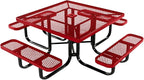 COATEDOUTDOORFURNITURE Heavy-Duty Portable Outdoor Kids Table with Umbrella Hole, Expanded Metal Kids Picnic Table, Commercial-Grade, Made in America (46 in, Square, Childrens, Textured Red)