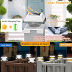 INDARUN Post Lights Solar Powered, Fence Deck Post Solar Lights Fit 4x4 5x5 6x6 Wood Posts/Vinyl 4x4 Post Caps, Outdoor Post Lights with 2 Colors Modes, 120Lumen, for Patio/Porch/Backyard Decor