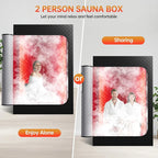 Upgraded 2 Person Infrared Sauna Box, 77”x 37”x 50” Portable Sauna with 660nm Red Light Therapy & 850nm,5-Layer Waterproof, 2 Steamers,2 Folding Chairs for Home Sauna