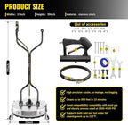 Doniks 21Inch Pressure Washer Surface Cleaner with 4 Wheels,Dual Handle,Stainless Steel Housing,4500 PSI Power Washer Accessory for Concrete, Patio, Sidewalk, Deck, Driveways and Daily Washing