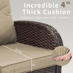 3 Pieces Patio Furniture Set, Outdoor Swivel Rocking Chair Set of 2 with Side Table - 360° Swivel, Thick Cushions, All-Weather Bistro Set for Deck, Porch, Pool(Brown, Brown Full-Weave Rattan)