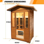 Far Infrared Home Sauna Room,1800W Light Therapy Lamp Dry Saunas for Home,2-3 Person Home Sauna,Red Cedar Corner Sauna Spa with Bluetooth Speaker,for Unwell Men,Women,Elderly
