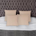 Covers & All Premium Square Throw Pillow Inserts with Covers Set of 4, 16 x 16 Inches Beige, Decorative Cushions for Couch Sofa Home Decor Office Travel UV Resistant Waterproof Soft Cushions Pillows