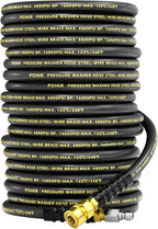 3/8" 150FT Pressure Washer Hose 4800PSI, Power Washer Hose Steel Wire Braided with Swivel Quick Connect, Commercial Grade Industrial High Pressure Water Washing Hose (4800PSI, 150FT)