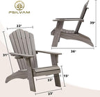 Psilvam Oversized Adirondack Chair, Fade-Resistant & Odor-Free Poly Lumber Fire Pit Chairs with Cup Holder, Weatherproof Lawn Chair, Easy 15 Min Install Patio Chair, 350 Lbs Support (2, Light Gray)