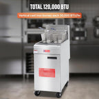 WESTLAKE Commercial Gas Deep Fryer, Stainless Steel Free Standing Floor Frye with Baskets 4 Tube 120000 BTU 50LB for Restaurants
