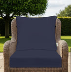 RSH DECOR: Deep Seating Cushion with Pillow Back | 24” x 27” Seat | All-Weather Spun Fabric | Water and Fade-Resistant | Outdoor Chair Cushion Set for Patio Furniture | Navy Blue | Made in USA