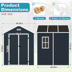6x6 FT Plastic Outdoor Storage Shed, Resin Plastic Tool Shed with Lockable Doors & Peaked Roof, Garden Shed with Side Window & Floor, for Backyard Garden Patio Lawn, Dark Gray