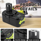 ARyee Upgrade 6.0Ah Lithium Replacement Battery for Ryobi 18V ONE+ Cordless Power Tool Compatible with P102 P103 P104 P105 P107 P108 Lithium Battery