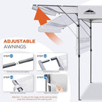EAGLE PEAK 17x10 Pop up Gazebo Canopy Tent Outdoor Instant Canopy Shelter with Adjustable Dual Half Awnings (White)