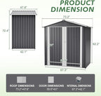 6 x 4 FT Outdoor Storage Shed with Floor Base & Lockable Hinge Door,Metal Garden Shed W/Sloped Roof,for Backyard Patio Lawn,Gray