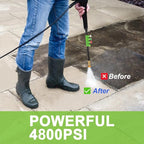 Pressure Washer 4800 PSI Power Washers Powered with 33ft Pressure Hose, 4 Nozzle and Foam Cannon, Powerwashers for Home, Cars, Patio, Green
