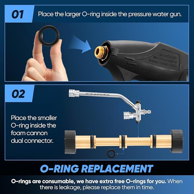 Saker Foam Cannon for Pressure Washer Kit with 10 PCS Saker Pressure Washer Hose Connector Set,Pressure Washer Gun for Car Washing and Cleaning,M22-14 Swivel to 3/8'' QC, 3/4" to QD