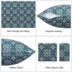 Magpie Fabrics Pack of 2 Indoor Outdoor Waterproof Throw Pillow Covers 18 x 18 Inch, Decorative Pillowcase Shell Cushion Sham for Garden Patio Tent Balcony Couch Sofa(Morgan Medal Print)