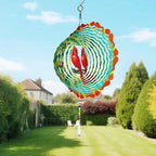 Cardinal Wind Spinner Crystal Tail, Marzovitra 10 inch 3D Stainless Steel Hanging Wind Spinner Metal Wind Catchers Kinetic Sculpture for Indoor,Outdoor Garden Decor,Yard Art