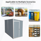 4x8 FT Resin Storage Sheds Outdoor with Floor, 2 Windows & Lockable Door Storage Shed - Waterproof Garden Tool Shed, Patio & Backyard Tool Storage Cabinet Use - Grey