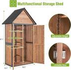 GUTINNEEN Outdoor Storage Shed with All Around Strong Metal Frame, Garden Tool Sheds Cabinet with Floor & Adjustable Shelves, Wooden Tool House for Backyard Garden Patio Lawn (Brown)