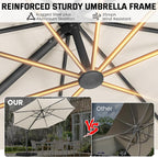 Hotime 10ft Patio Umbrella Outdoor Patio Windproof and Height adjustable, Heavy Duty Aluminum Round Offset Patio Umbrella Cantilever Pool Umbrella with 360°Rotation for Garden Deck Pool, Beige