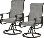 UDPATIO Outdoor Swivel Dining Chairs Set of 2, Patio Dining Chairs High Back with All Weather Breathable Textilene, Metal Rocking Frame for Lawn Garden Backyard, Gray White