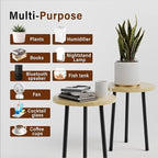 Plant Stand Indoor 2 Pack: Corner Wood 14 Inch Plant Stand Mid Century Modern Decor - Small Round Plant Table for Indoor Plants - Outdoor Plant Holder for Patio Living Room Bathroom Office (Burlywood)
