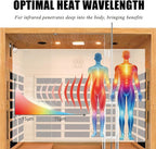 Homsido 3-4 Person Sauna, Hemlock Wooden Indoor Far Infrared Home Sauna Room 11 Low EMF Infrared Carbon Panels with Tempered Glass Door,Bluetooth Speakers 7 Chromotherapy Lights（220V, 2880W）
