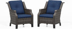 Patio Chairs Set of 2 Rattan Chair Patio Furniture Set with Thick Cushions and All-Weather PE Wicker for Garden, Patio and Porch, Navy