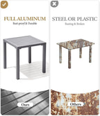 Crestlive Products Aluminum Outdoor Side Table Set of 2, Pool Lounge Chair Side Table, Weather Resistant Small Square Coffee End Table for Patio, Yard, Garden, Porch, Deck, Outdoor