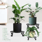 Yimobra Metal Plant Stand for Flower Pot 4 Pack Heavy Duty Potted Holder Indoor Outdoor Rustproof Iron Garden Container Round Supports Rack for Planter (4PC Black 10.24 x 2.36 IN)