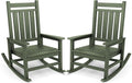 SERWALL Oversized Outdoor Rocking Chair Set of 2, HDPE Rocker for Adults, Patio Rocking Chairs for Porch, Avocado Green