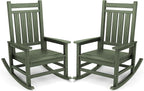 SERWALL Oversized Outdoor Rocking Chair Set of 2, HDPE Rocker for Adults, Patio Rocking Chairs for Porch, Avocado Green