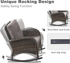 HUMMUH 5-Piece Patio Furniture Set with Fire Pit,Wicker Outdoor Rocking Chairs Patio Sofa for Backyard,Poolside,Deck