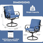 MELLCOM Patio Swivel Chair Set of 8, Heavy Duty Outdoor Dining Chairs with Thickened Cushions, Metal Patio Chairs Gentle Rocker for Outside, Garden Lawn & Porch, Backyard, Blue