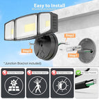 Onforu 80W 9000LM Flood Lights Outdoor, Brightness Security LED Flood Lights with 3 Adjustable Heads, Switch Controlled, IP66 Waterproof 6500K Outside Exterior Flood Light for Yard Garage Eave Patio