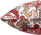 Magpie Fabrics Pack of 2 Outdoor Waterproof Throw Pillow Covers 18 x 18 Inch, Christmas Decorative Cushion Sham Pillowcase Shell for Garden Patio Tent Balcony Couch Sofa(Floral Red Orange)