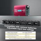 2000 Watt Pure Sine Wave Inverter 12V to 110V 120V AC 4100W Surge Peak Power for 2s Remote Control PD36W USB-C Compatible with Lithium Battery Starlink for Off-Grid Solar System RV Car Home LEESKY