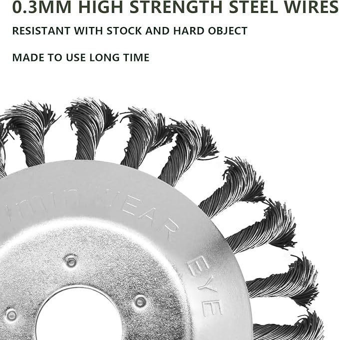 10 Inch Steel Wire Trimmer Head, Weedeater Wheel Brush Cutter, Trimmer Blade Head for Weedeater, Compatible with Husqvarn, Sthl, Moss Grass Removal with 25.4mm/1inch Arbor