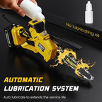 Cordless Mini Chainsaw Compatible with Dewalt 20V MAX Battery (NO Battery), 6 Inch & 8 Inch Small Electric Chainsaw Brushless, 2 x 6'' Chains + 2 x 8'' Chains, Auto Oiler, Handheld Pruning Chain Saw