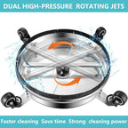 14" Pressure Washer Surface Cleaner with 4 Wheels-Stainless Steel Power Washer Accessories for Concrete Driveways Sidewalks Patios Cleaning (14 INCH Silver)