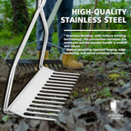 Berry&Bird 14 Tines Bow Rake for Gardening, 63-inch Garden Rakes Heavy Duty with Wooden Long Handle Stainless Steel Hard Rake for Lawn Loosening Soil, Weeding, Cleaning Leaves & Grass Cultivator Tool
