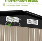 8×10 FT Metal Shed Outdoor with Peaked Roof, Weather Resistant Outdoor Storage Shed with Lockable Double Doors for Backyard, Patio Lawn, Garden