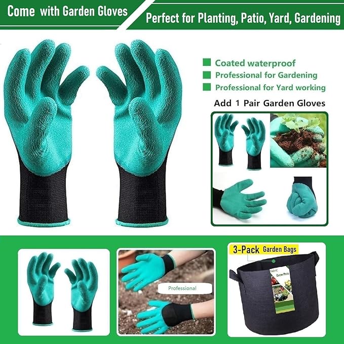 3-Pack 50 Gallon Thickened Plant Grow Bags Large (30x16 in) Heavy Duty Garden Bag Fabric Plant Pots for Potato,Tomato Planter,Herbs Veggies Planting,Flower Pots,Barrel Planter,Yard Waste Bag,Leaf Bags