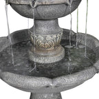 Garden Rustic Outdoor Floor 2-Tier Water Fountains 48.4" H Classical Flowerpot Shape Top Concrete Fountain and Waterfalls for Outdoor, Garden, Backyard, Porch, Deck, Patio
