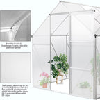VINGLI 8x6 FT Greenhouse for Outdoors, Aluminum Large Polycarbonate Greenhouse with 5 Roof Vents for Outside Garden Backyard, Easy Setup, Silver