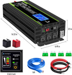 NOVOPAL 3000 Watt Pure Sine Wave Power Inverter 24V to 110V 120V Rv Inverters with 3 AC Outlets,High Power AC Terminal-16 ft Remote Control, LCD Display for Truck, Hurricane, Home