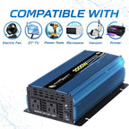 PowerBright 1000W Power Inverter DC 12V to 120V AC Car Inverter Power Converter with Dual 120 Volt AC Outlets. Easy to Install, Automotive Back Up Power Supply for Televisions, Blenders, Power Tools