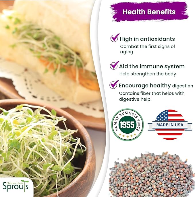 Nature Jims Sprouts Organic Broccoli Seeds for Sprouting – Certified Non-GMO, Rich in Sulforaphane, Swift-Growing Microgreen Seeds for Nutritious Broccoli Sprouts – Ideal for Indoor/Outdoor Use – 8oz