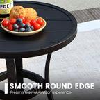 VICLLAX 18.5" Outdoor Side Table Small Patio End Table Round Bistro Coffee Table, Black