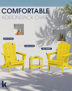 KINGYES Folding Adirondack Chair Set of 2, HDPE All-Weather Folding Adirondack Chair, Yellow